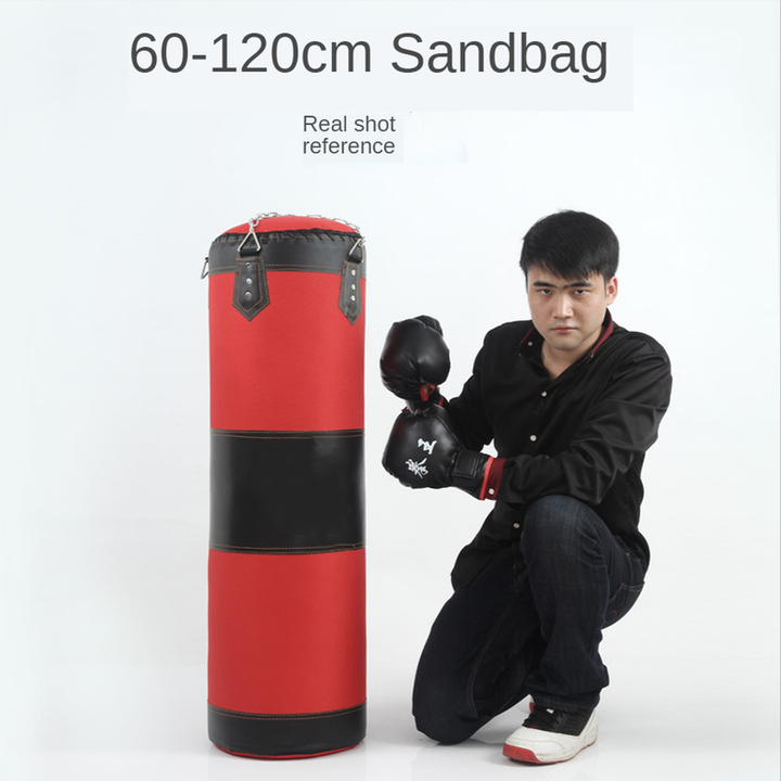 Premium Heavy Punching Sandbag – Durable Boxing Bag with Metal Chain Hook – Kick, Karate, Taekwondo Training – Includes Boxing Gloves, Wrist & Foot Guards, Shock-Absorbing Foam