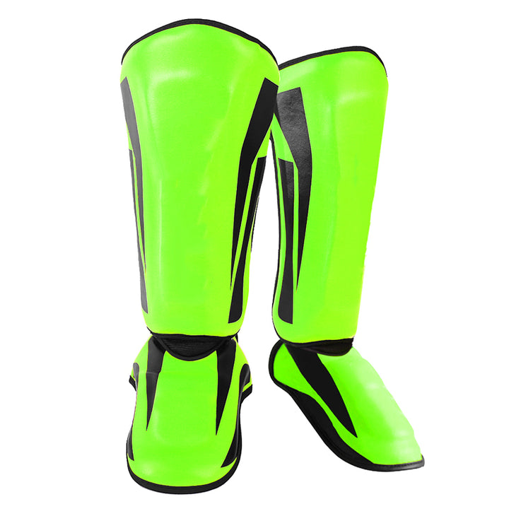 Premium Kickboxing Shin Guard Pads – Muay Thai, Boxing, MMA Leg Protector, Sanda, Wushu, Taekwondo Ankle Guards for Men & Women, EVA Soft PU Leather, Sizes S/M/L