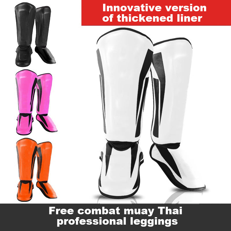 Premium Kickboxing Shin Guard Pads – Muay Thai, Boxing, MMA Leg Protector, Sanda, Wushu, Taekwondo Ankle Guards for Men & Women, EVA Soft PU Leather, Sizes S/M/L