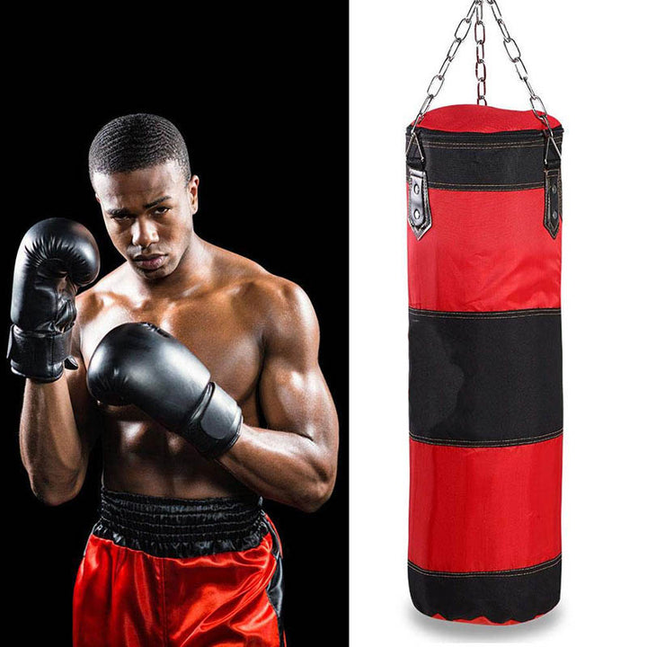Premium Heavy Punching Sandbag – Durable Boxing Bag with Metal Chain Hook – Kick, Karate, Taekwondo Training – Includes Boxing Gloves, Wrist & Foot Guards, Shock-Absorbing Foam