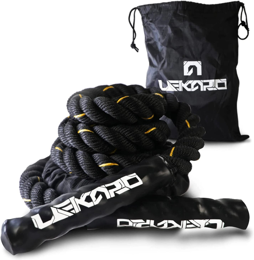 Premium Weighted Jump Rope – 9ft/9.8ft Heavy Skipping Battle Rope for Power & Strength Training – Durable Polyester, Comfort Handles – Full Body & Core Workout for Agility & Endurance