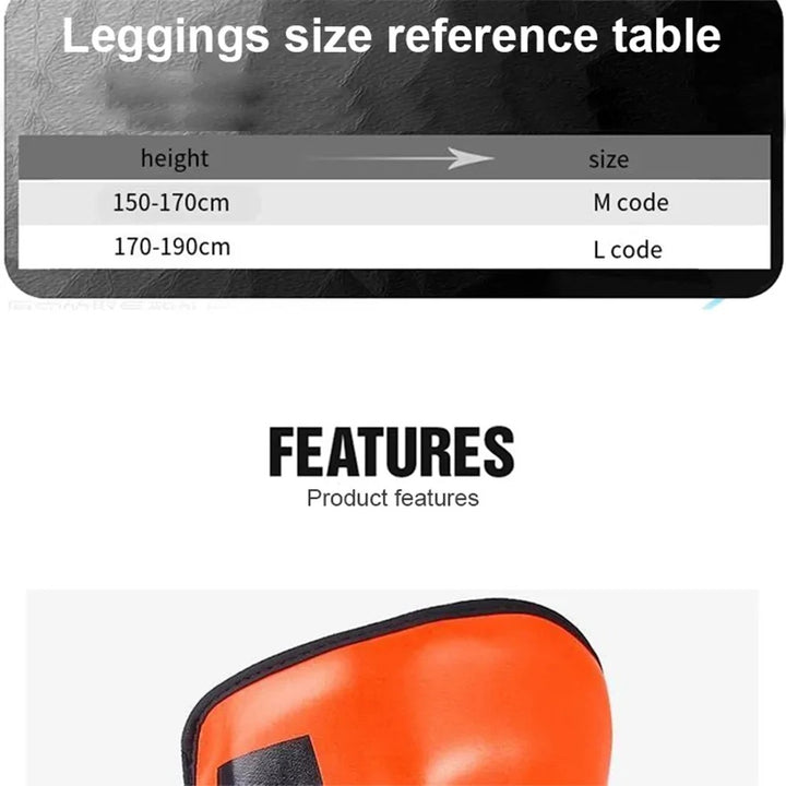 Premium Kickboxing Shin Guard Pads – Muay Thai, Boxing, MMA Leg Protector, Sanda, Wushu, Taekwondo Ankle Guards for Men & Women, EVA Soft PU Leather, Sizes S/M/L