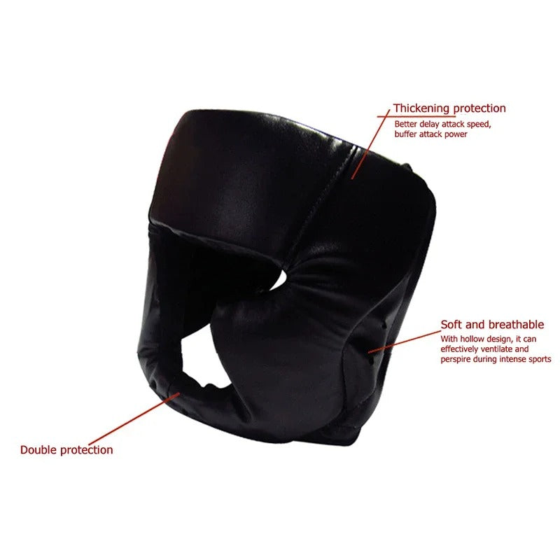 Premium Boxing Headgear for Children & Adults – Karate, Muay Thai, MMA, Sanda Training Safety Helmet, PU Leather, Adjustable Sizes (30-60cm)