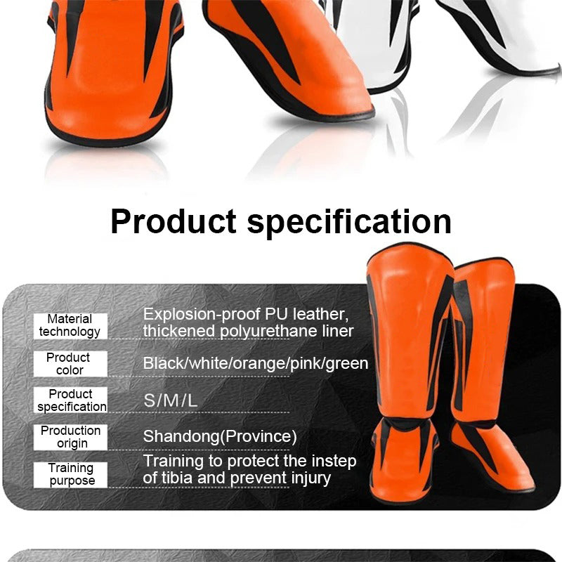 Premium Kickboxing Shin Guard Pads – Muay Thai, Boxing, MMA Leg Protector, Sanda, Wushu, Taekwondo Ankle Guards for Men & Women, EVA Soft PU Leather, Sizes S/M/L