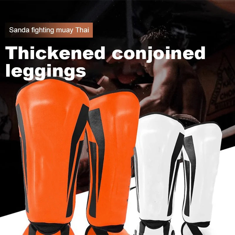Premium Kickboxing Shin Guard Pads – Muay Thai, Boxing, MMA Leg Protector, Sanda, Wushu, Taekwondo Ankle Guards for Men & Women, EVA Soft PU Leather, Sizes S/M/L