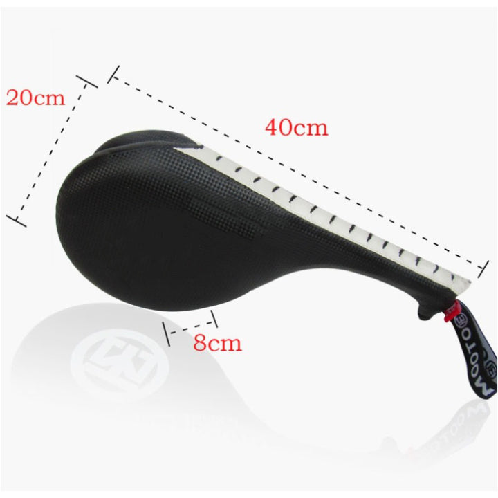 Premium Taekwondo Foot Target Kick Pad – Boxing, Kickboxing, & Sanda Training Equipment – Durable PU Leather, High Elastic Sponge – Double Target Design for High & Low Kicks – Buzz Sound & Wrist Grip – 40x20x8cm