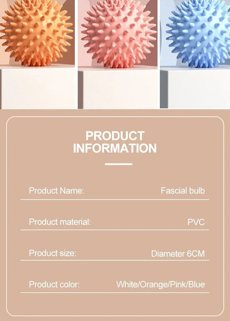 Premium PVC Spiky Massage Ball for Trigger Point Therapy, Pain Relief, and Plantar Fasciitis Treatment, 6cm Hedgehog Massage Ball for Foot & Hand Muscle Recovery