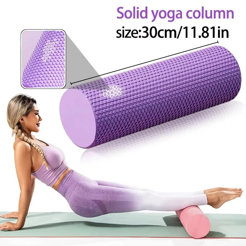 Premium EVA Foam Yoga Roller for Pilates & Home Workouts, 9.5cm Diameter, 29.7cm Length, Enhanced Hexagonal Design for Effective Muscle Recovery and Flexibility