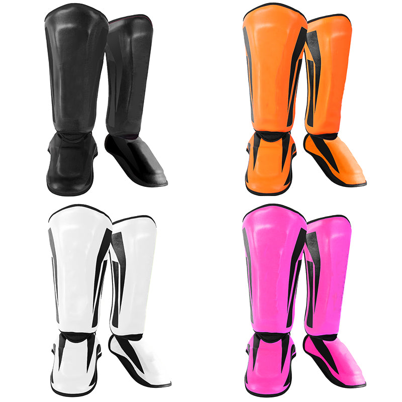 Premium Kickboxing Shin Guard Pads – Muay Thai, Boxing, MMA Leg Protector, Sanda, Wushu, Taekwondo Ankle Guards for Men & Women, EVA Soft PU Leather, Sizes S/M/L