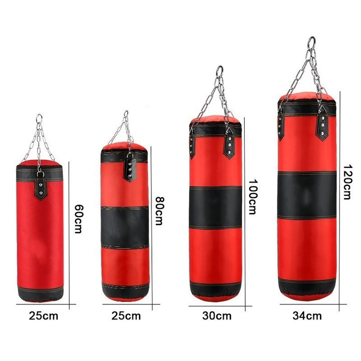 Premium Heavy Punching Sandbag – Durable Boxing Bag with Metal Chain Hook – Kick, Karate, Taekwondo Training – Includes Boxing Gloves, Wrist & Foot Guards, Shock-Absorbing Foam