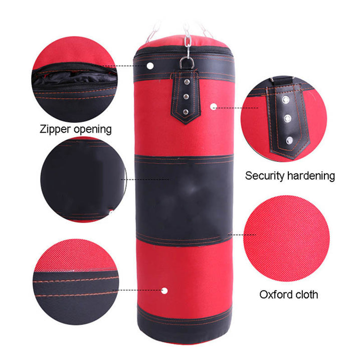 Premium Heavy Punching Sandbag – Durable Boxing Bag with Metal Chain Hook – Kick, Karate, Taekwondo Training – Includes Boxing Gloves, Wrist & Foot Guards, Shock-Absorbing Foam