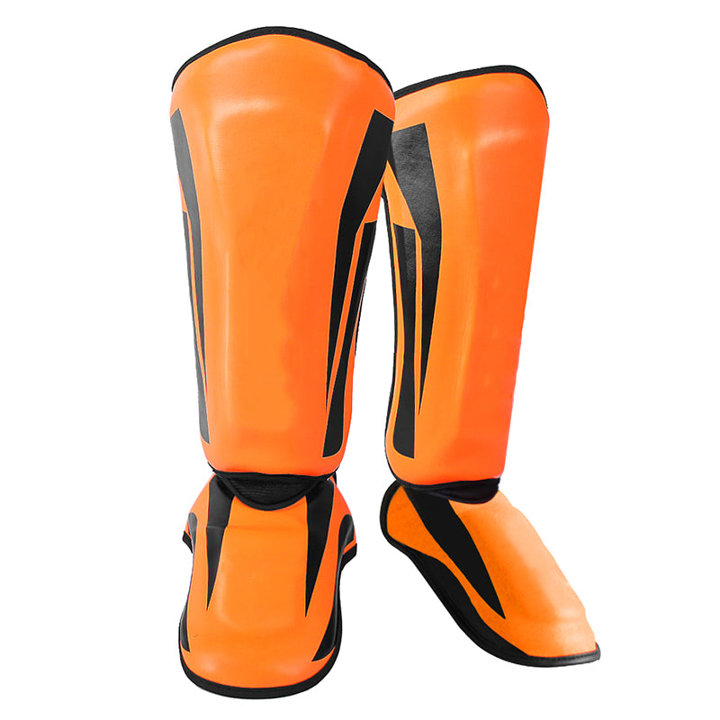 Premium Kickboxing Shin Guard Pads – Muay Thai, Boxing, MMA Leg Protector, Sanda, Wushu, Taekwondo Ankle Guards for Men & Women, EVA Soft PU Leather, Sizes S/M/L