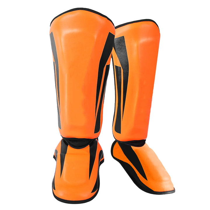 Premium Kickboxing Shin Guard Pads – Muay Thai, Boxing, MMA Leg Protector, Sanda, Wushu, Taekwondo Ankle Guards for Men & Women, EVA Soft PU Leather, Sizes S/M/L