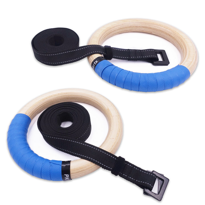 Premium Gymnastics Rings – Adjustable Wooden Rings with Nylon Straps for Kids & Adults, 400kg Load Capacity, Ideal for Home