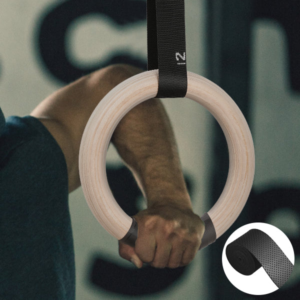 Premium Gymnastics Rings – Adjustable Wooden Rings with Nylon Straps for Kids & Adults, 400kg Load Capacity, Ideal for Home