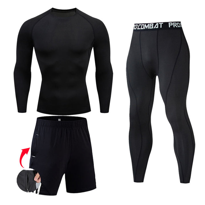 Premium Men’s Compression Sportswear Set – Gym Tights & Rashguard, Workout & Running Tracksuit, Training Clothes for Jogging