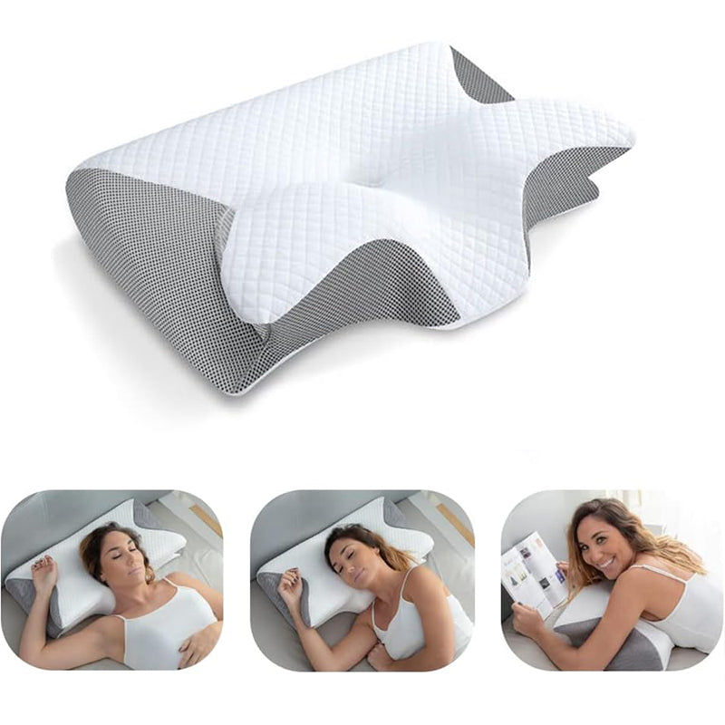Premium Memory Foam Cervical Pillow – 2-in-1 Ergonomic Contour Neck Pillow for Pain Relief – Orthopedic Support Pillow for 