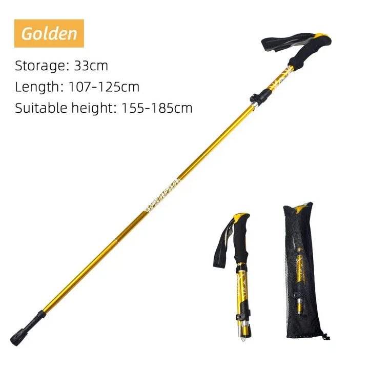 Premium Folding Trekking Pole for Hiking & Walking – Portable Carbon Steel Stick, Adjustable Length, Lightweight & Easy to 