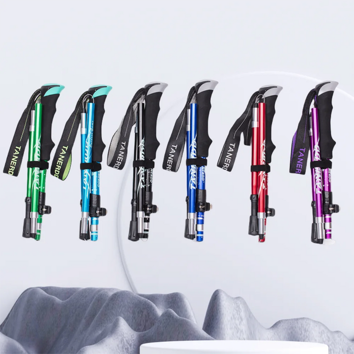 Premium Folding Trekking Pole for Hiking & Walking – Portable Carbon Steel Stick, Adjustable Length, Lightweight & Easy to 