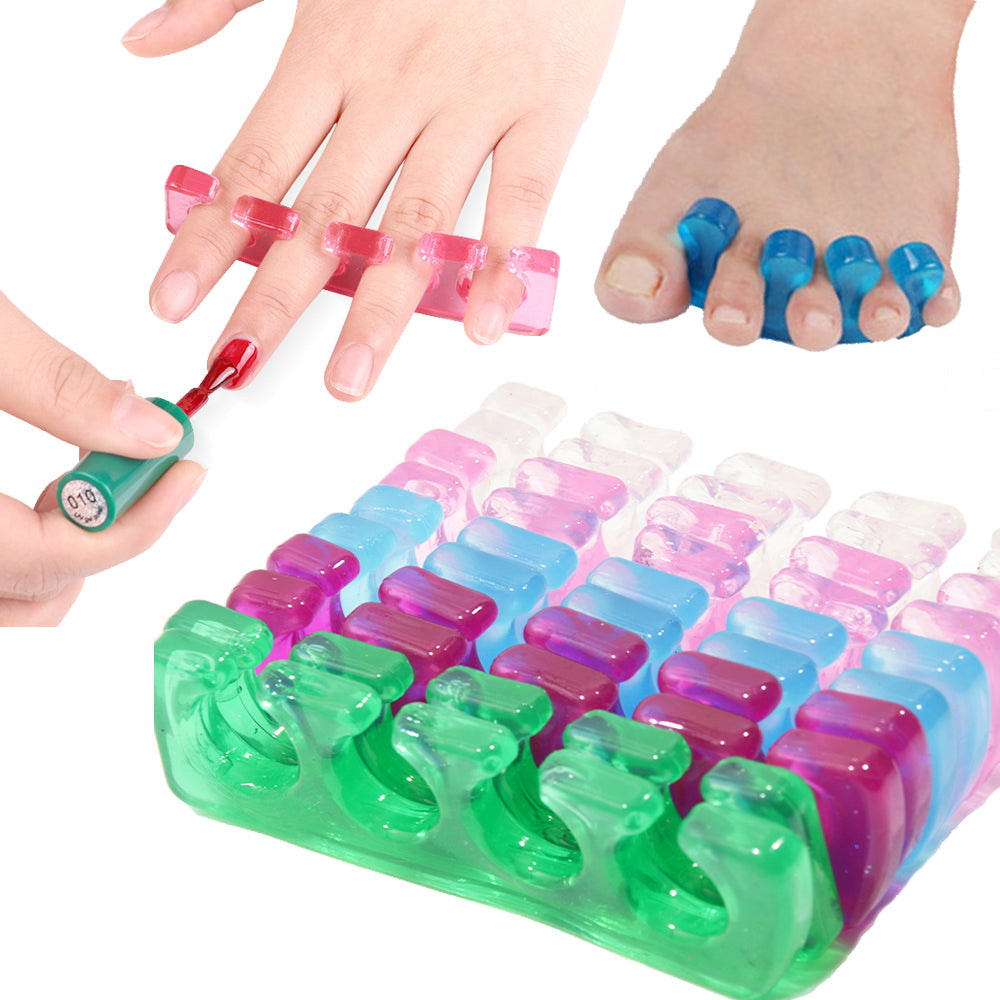 Premium Silicone Toe Separator (2 Pcs) - Flexible Gel Toe Spacers for Nail Polish & Pedicure - Soft, Comfortable, and Ideal for Bunions & Hammer Toes - 5 Colors Available, One Size Fits Most - StrengthXPhysiotherapy