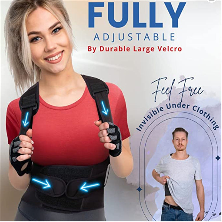 Premium Adjustable Shoulder Brace for Sports, Back Pain Relief, Compression Support, Double Bandage Strap, Lightweight  