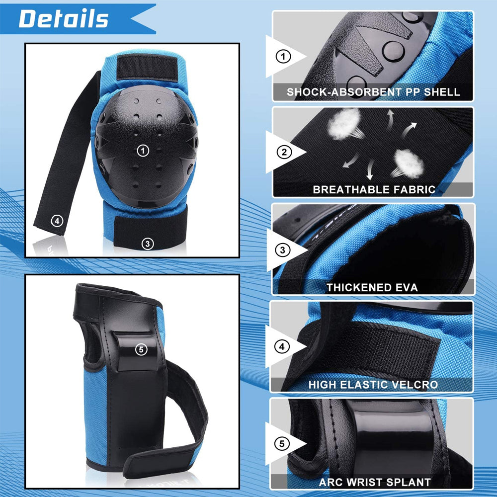Premium Protective Gear Set for Kids & Adults – Knee Pads, Elbow Pads, Wrist Guards for Skateboarding, Roller Skating, 