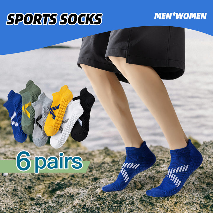 Premium Sweat Absorbing Compression Running & Hiking Socks – 6 Pairs, Thick Cotton Ankle Sports Socks for Men & Women, Low 