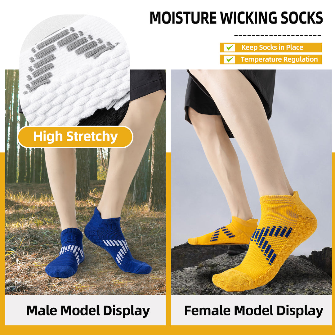 Premium Sweat Absorbing Compression Running & Hiking Socks – 6 Pairs, Thick Cotton Ankle Sports Socks for Men & Women, Low 