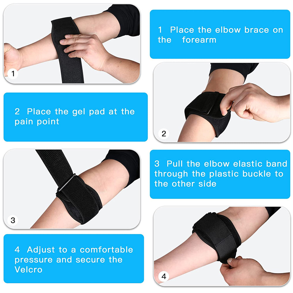 Premium Tennis Elbow Support Brace for Golfers, Epicondylitis Relief, Gym & Sport Protector, Adjustable Clasp for Badminton,