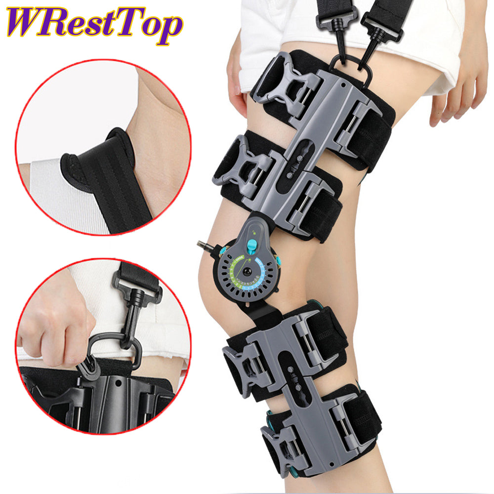 Premium Adjustable Hinged Knee Brace for Postoperative Recovery, ROM Immobilizer for ACL, MCL, Meniscus Tear, and Ligament 