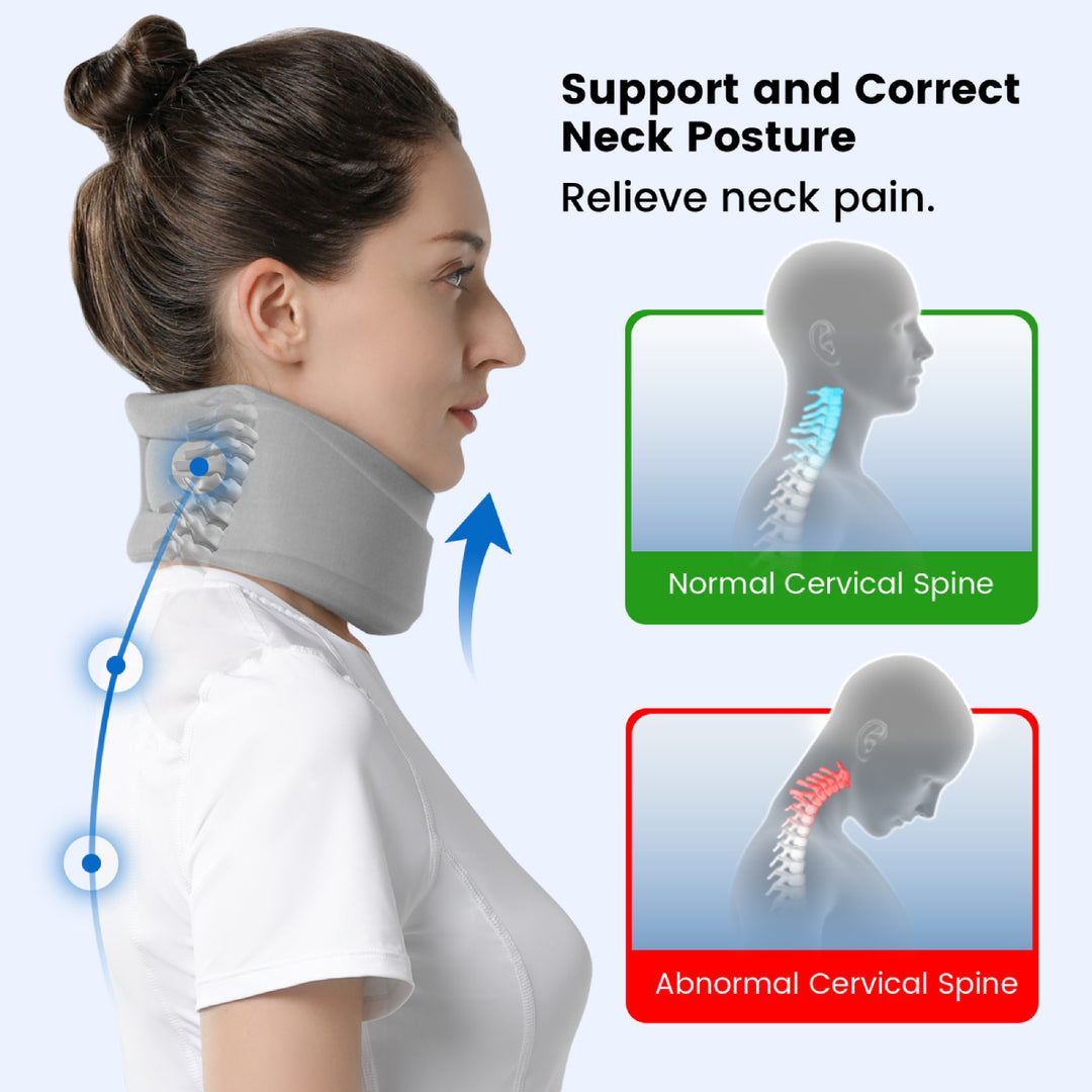 Premium Adjustable Neck Brace for Pain Relief - Soft Cervical Collar for Sleeping, Travel, and Posture Support | Ergonomic  
