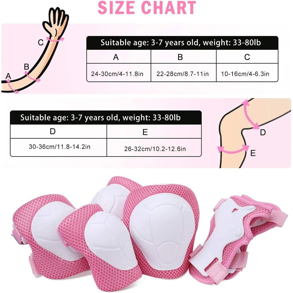 Premium Kids Knee Pads, Elbow Pads & Wrist Guards Safety Set for Ages 3-7, Adjustable Protective Gear for Boys & Girls, Perfect for Skating, Cycling, Skateboard – 6 Pieces - StrengthXPhysiotherapy
