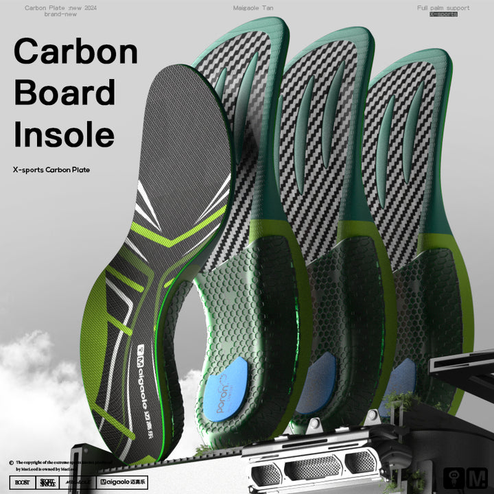 Premium Carbon Plate Running Insoles for Enhanced Propulsion and Speed Rebound - Full-Length Design for Marathon and Racing
