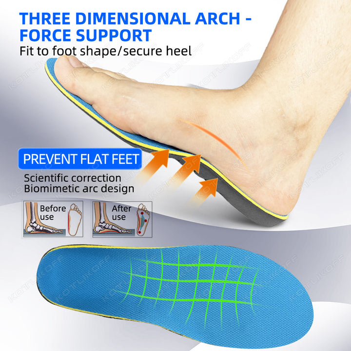 Premium High Arch Support Orthopedic Insoles for Plantar Fasciitis Relief, Cushioning Foot Inserts for Flat Feet, Deep Heel 