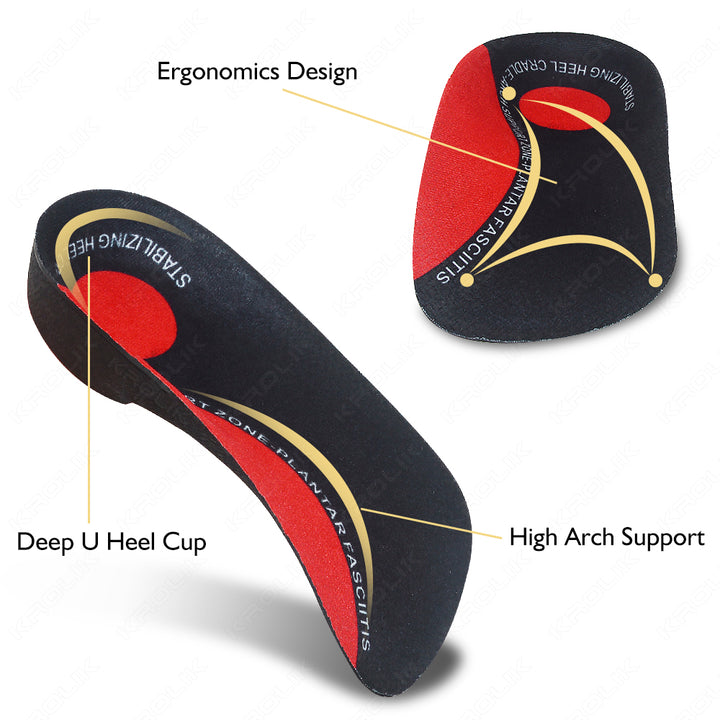 Premium Arch Support Insoles for Severe Flat Feet | Orthotic Inserts for Heel Pain, Plantar Fasciitis Relief | Unisex Shoe 