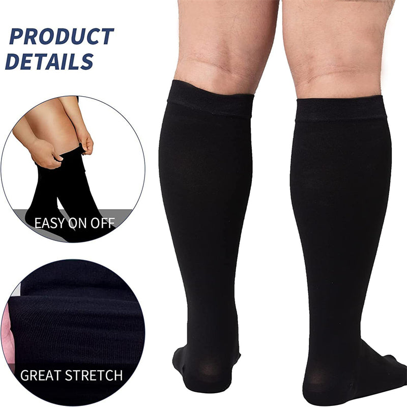 Premium Plus Size Compression Socks for Women & Men – 20-30mmHg Graduated Support – Open Toe, Toeless, Wide Calf – Medical
