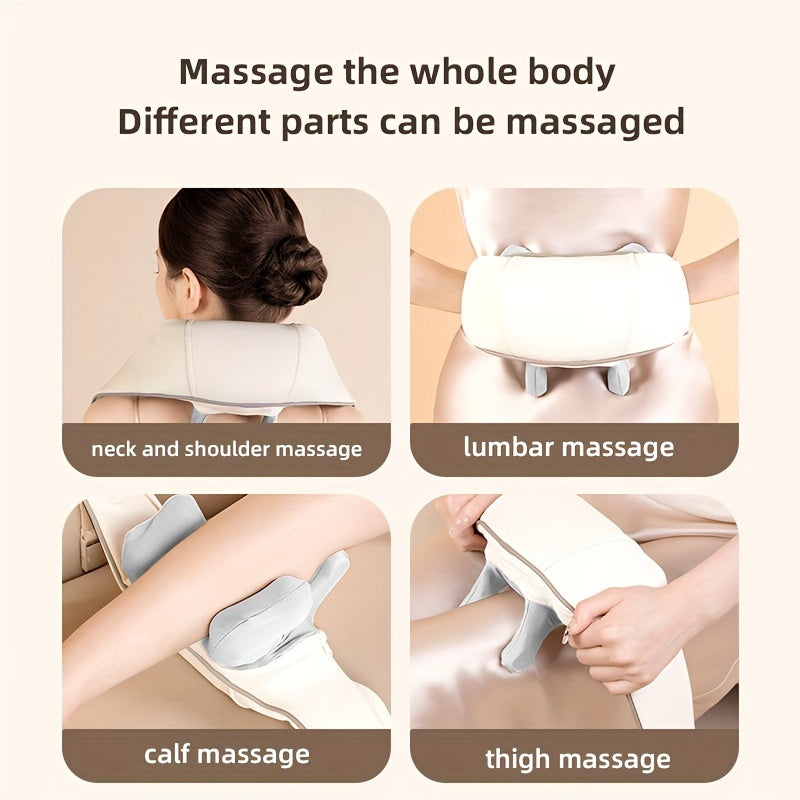 Premium Neck and Shoulder Massager with Heat | Deep Tissue Shiatsu Electric Kneading Pillow for Pain Relief | Wireless Body