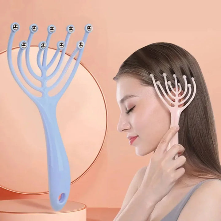 Premium Nine-Claw Head Massager - 360° Rotating Massage Beads, Handheld Steel Ball Design for Scalp & Neck Relaxation, Stress