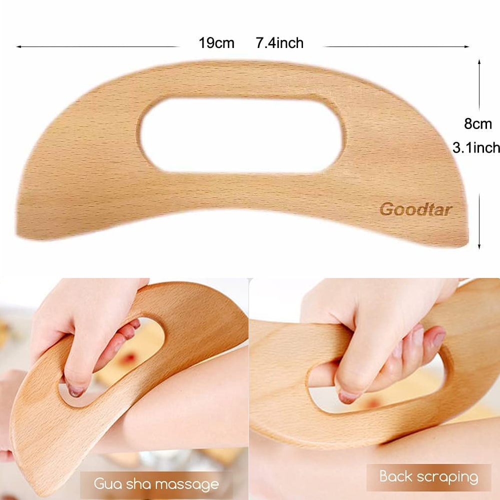 Premium 6-in-1 Wood Therapy Massage Tool Set for Lymphatic Drainage, Anti-Cellulite Fascia Massage Roller, Muscle Relaxation