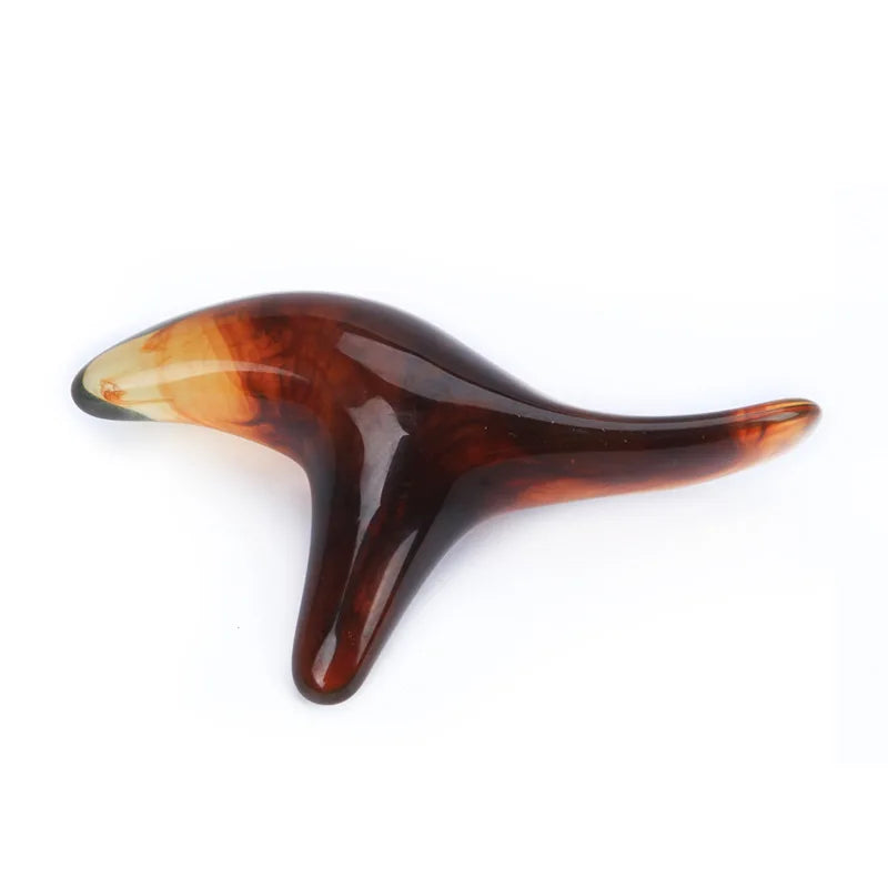 Premium Amber Resin Wax Triangle Body Massager - Gua Sha Acupuncture Tool for Neck, Back, and Leg Scraping Massage - Deep