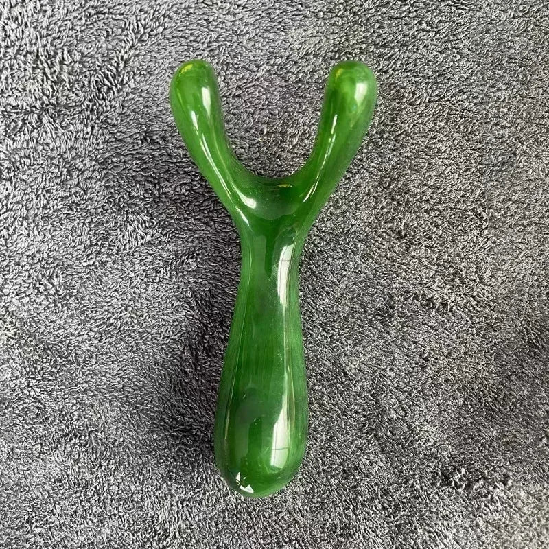 Premium Resin Face Lifting Gua Sha Tool - Y-shaped Fork Massage Plate for Facial Sculpting, Nose Massage, and Trigger Point