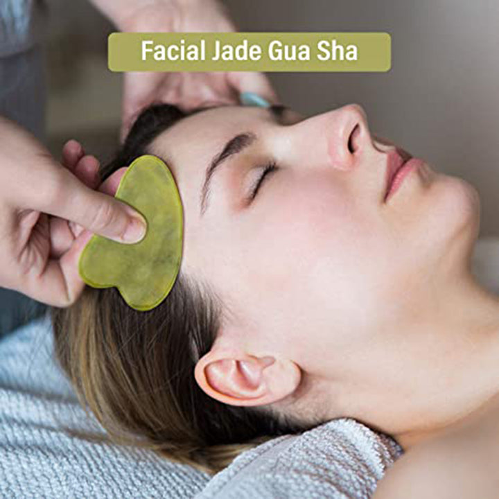 Premium Natural Jade Gua Sha Scraper Board for Face Massage, Acupoint Meridian Relaxation, Skin Lifting and Eye Care SPA Tool