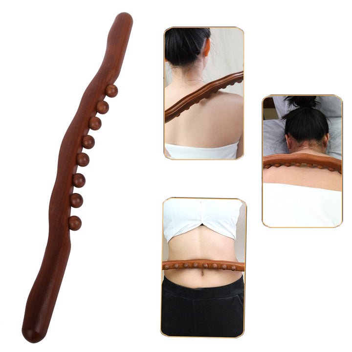 Premium 8 Beads Gua Sha Massage Stick - Carbonized Wood Meridian Scraping Therapy Wand for Muscle Relaxation and Acupuncture Relief - StrengthXPhysiotherapy