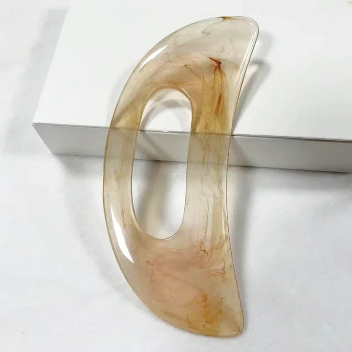 Premium Gua Sha Board Resin Massager Scraper for Face Neck Back Acupuncture Therapy - Yellow Green Beige - Massage Tool for 