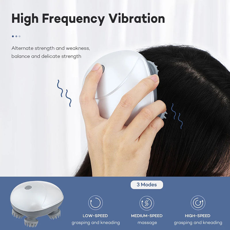 Premium Rechargeable Electric Scalp Massager for Hair Growth, Stress Relief & Headache Relief – Waterproof Handheld Massager