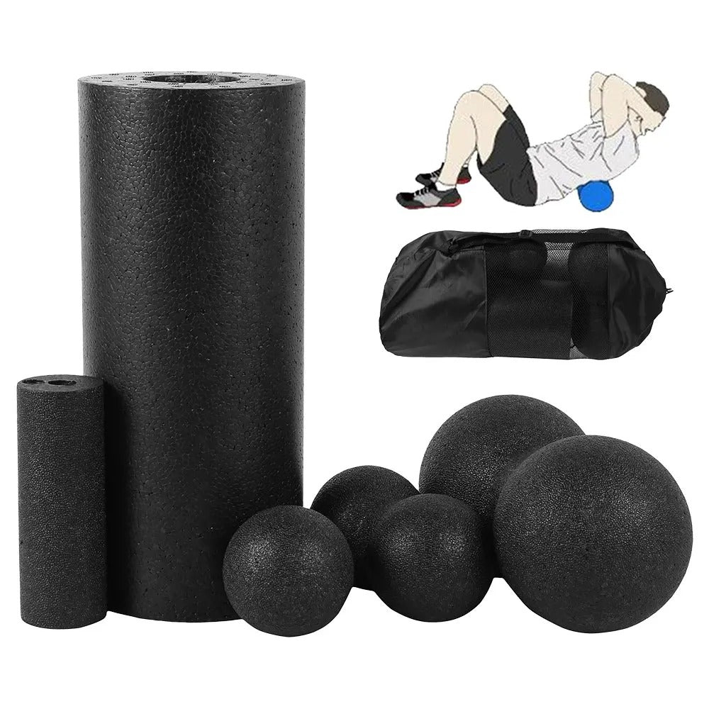 Premium Foam Roller Set for Muscle Recovery, Yoga, and Fascia Release, High-Density EPP Back Roller Massage Balls for Men & Women, 3/5 PCS Fitness Equipment for Flexibility and Pain Relief - StrengthXPhysiotherapy