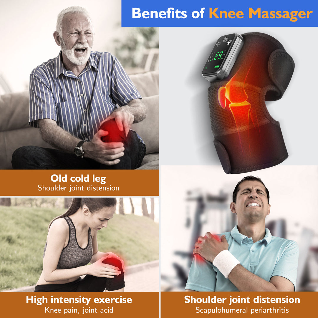 Premium USB Electric Heating Kneepads & Shoulder Massager | 3-in-1 Adjustable Heated Brace with Three Heat Levels & Vibration