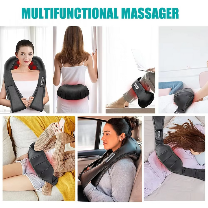 Luxury Shiatsu Neck, Back & Shoulder Massager with Heat, 4D Deep Kneading for Full Body Muscle Relief, Electric Massage Pillow for Legs & Tissue Stress - StrengthXPhysiotherapy