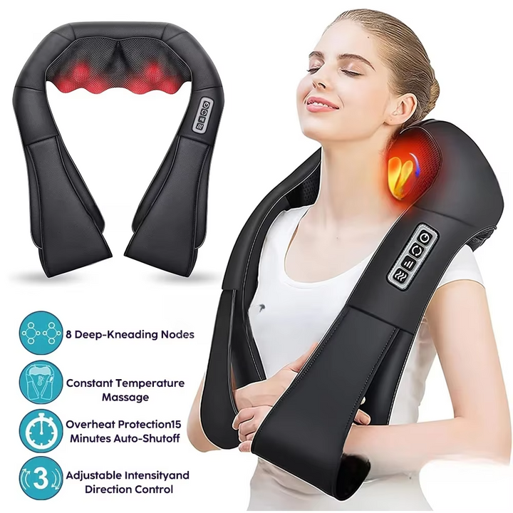 Luxury Shiatsu Neck, Back & Shoulder Massager with Heat, 4D Deep Kneading for Full Body Muscle Relief, Electric Massage Pillow for Legs & Tissue Stress - StrengthXPhysiotherapy