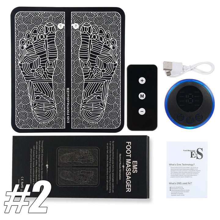 Premium Electric EMS Foot Massager Pad with Remote Control - Acupoint Stimulation, Pain Relief, Muscle Relaxation, 8 Modes,